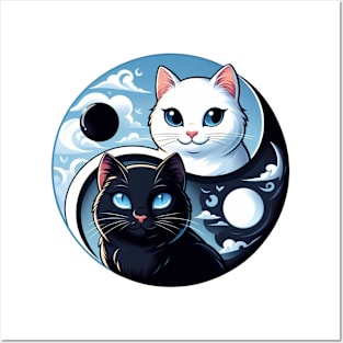 Scenic Ying Yang Cats Posters and Art